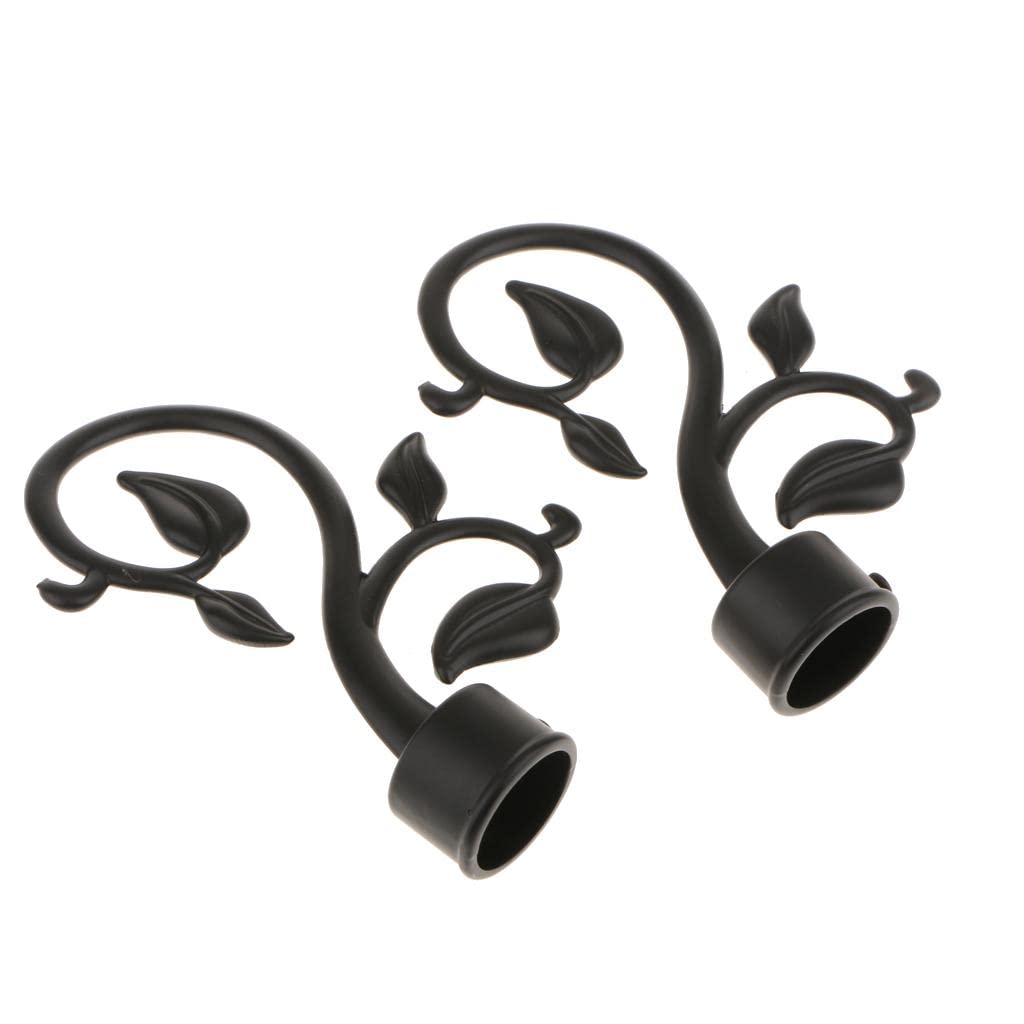2Pcs Aluminum Alloy Window Curtain Pole End Drape Rod Finals Head for Rods with Dia. 28mm Leaf#Black|Home & Garden | Window Treatments & Hardware | Window Treatment Hardware-image-0