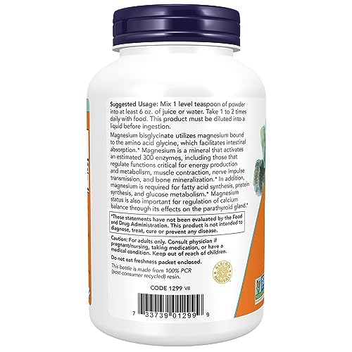 NOW Supplements, Magnesium Bisglycinate Powder, Enzyme Function*, Nervous System Support*, 8-Ounce - Image 3