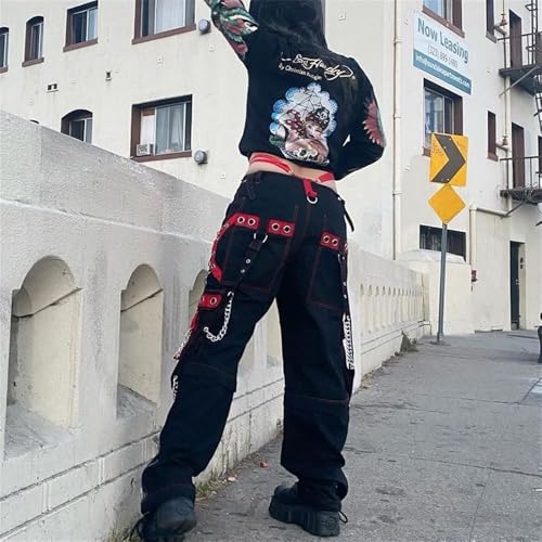 Women Y2k Pants Goth Punk Emo Baggy Bell Bottom Jeans Y2k Wide Leg Harajuku Grunge Pants Hip Hop Clothes4