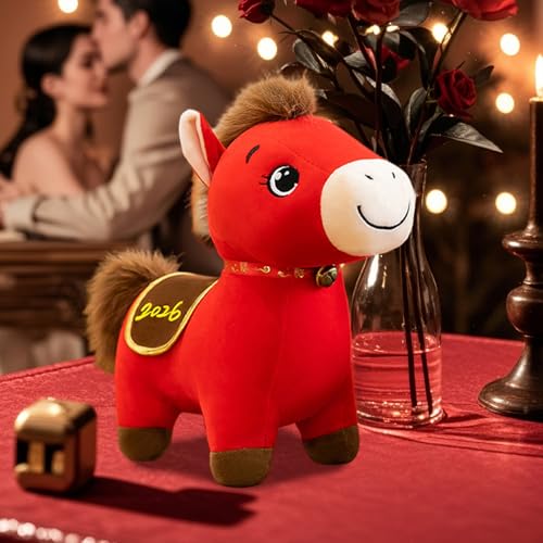 Peluche Cheval Rouge du Zodiaque Chinois de 25 cm pour Décoration de Maison - 4