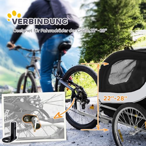 Pawhut Hundeanhänger Fahrradanhänger Hundetransporter Hunde Fahrrad Anhänger Weiß+Schwarz 130 x 73 x 90 cm
