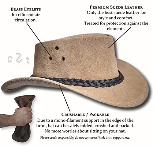 Oztrala Jacaru Hat Suede Leather Cowboy Men's Womens Childrens Kids Australian Outback Western Aussie Ws 1007 Us #TOP3
