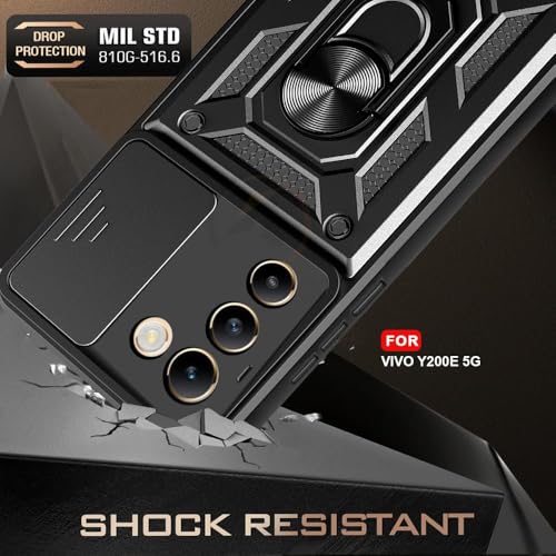 Image of AIBEX Back Cover for Vivo T3 5G / Vivo Y200E 5G | D10 Tough Armor Case | Sliding Camera Shield | 360 Protection | Kickstand Ring Holder | Military-Grade Shockproof Bumper Case