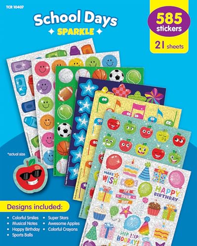 Autocollants scintillants TCR10407 School Days pour enseignant et loisirs