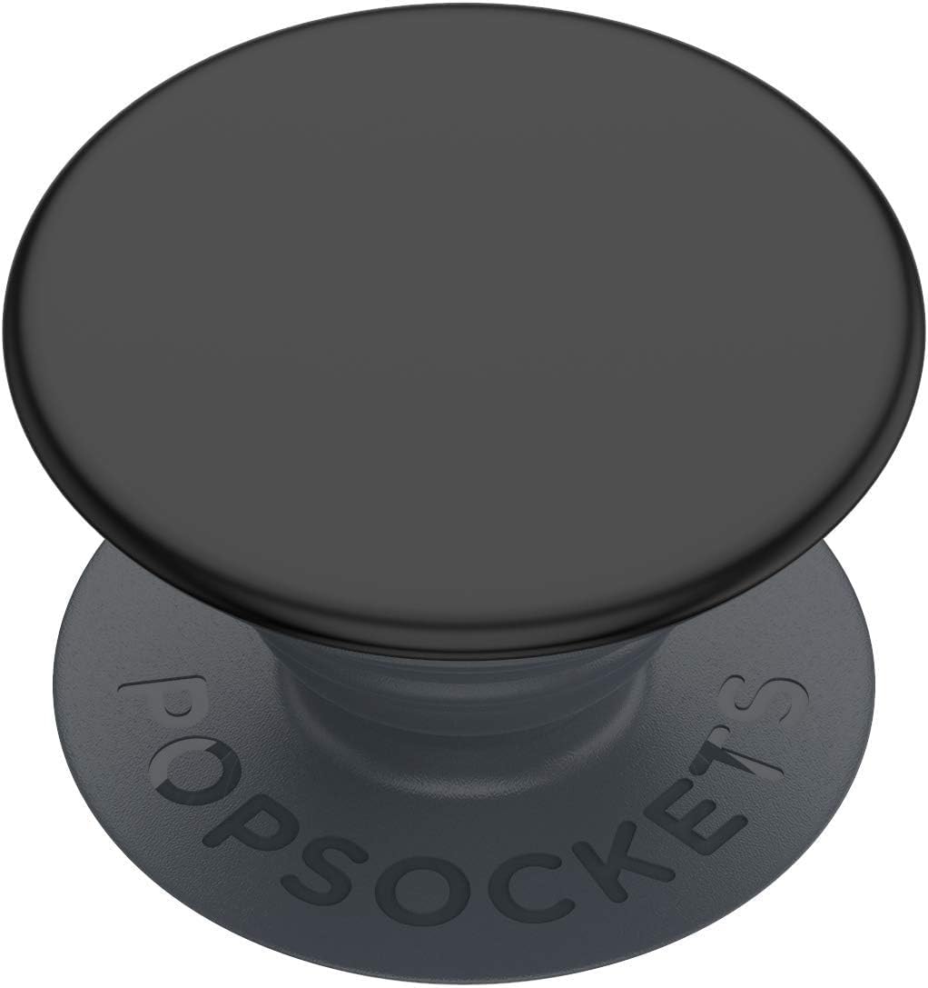 PopSockets PopGrip Basic Phone Grip and Stand – Expandable, Fixed Top, Secure Hold for Texting & Photos – Works with Most Smooth Cases – Gel Adhesive – Black – Universal Smartphone Accessory