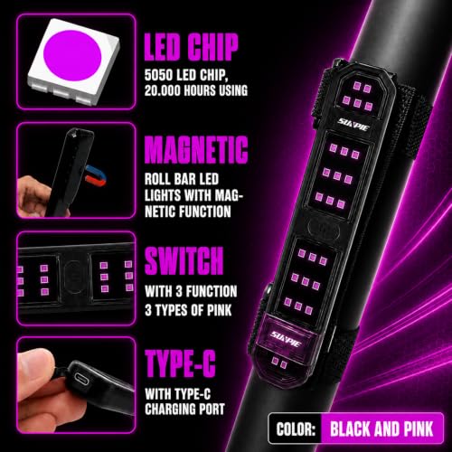 Image of SUNPIE Pink Dome Light for UTV /SXS Roll Bar Cage,Universal Interior Lights