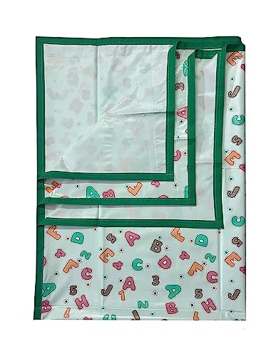 Image of EcoSoft Plastic Sheet,PVC Sheet for Kids,Rubber Sheet for Babies,Bed Wetting Protector(90 x 135 cm) (Green ABC123)