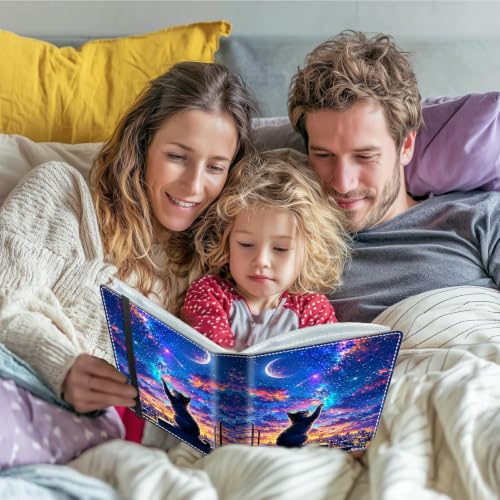 Image of Photo Album 4x6 120 Photos with Strong Elastic Band, Galaxy Night Cat | Large Capacity Premium Leather Picture Album, Portable Wallet Albums Photo Book for Family Anniversaries Wedding Baby