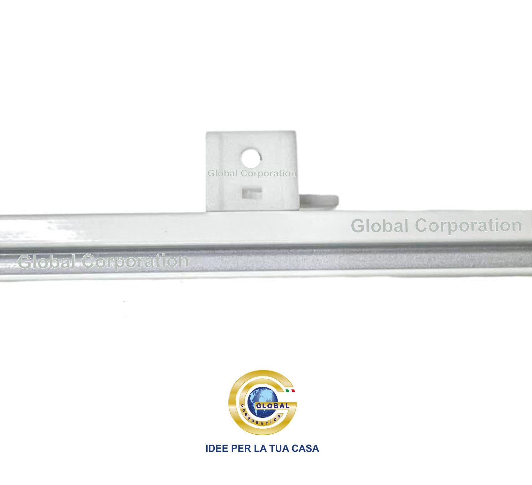 GLOBALCORPORATION Binario per tende a soffitto e parete in alluminio bianco con scorrevoli da interno Bastone Scorritenda per tendaggi moderni scorrimento manuale strappo kit completo (220 CM)