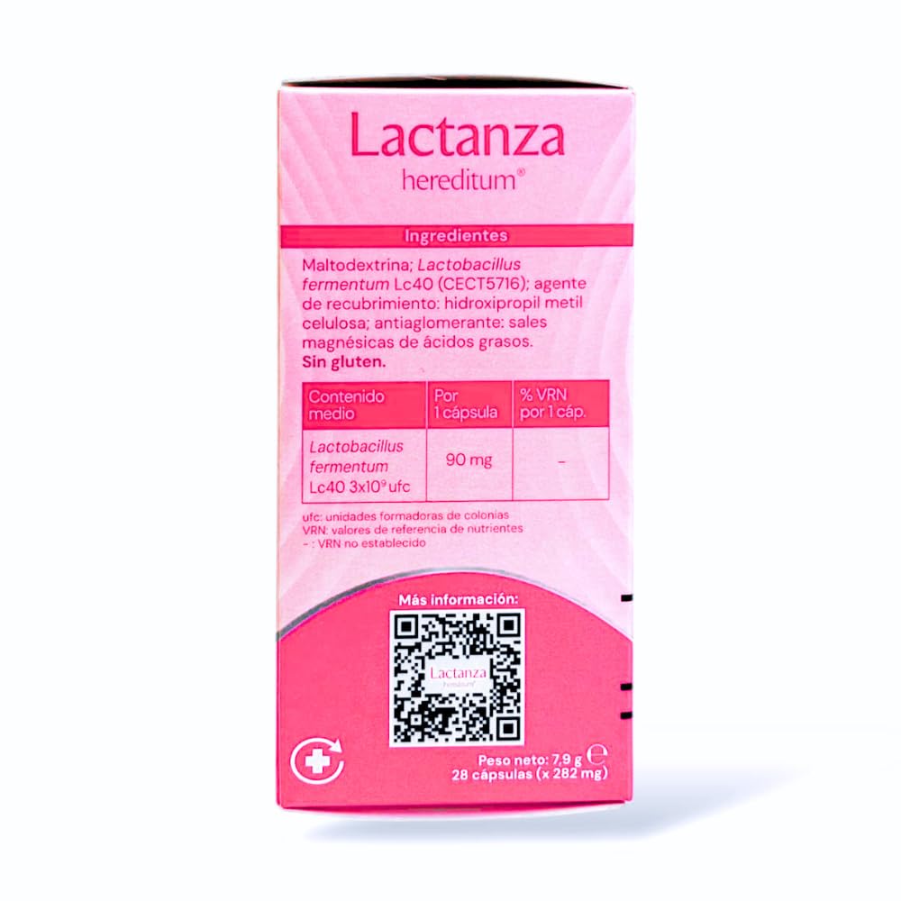 Hereditum® - Complemento Alimenticio a base de Lactobacillus Fermentum LC40 – Probiótico presente en la leche materna - Especialmente dirigido a mujeres en periodos de lactancia - 28 Cápsulas