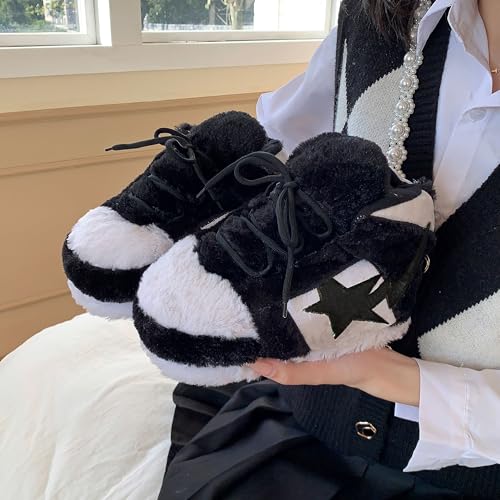 CUTEGAL Sneaker Slippers Comfy Fuzzy Fluffy Memory Foam Slippers Sneaker Slippers Plush Slippers One Size for Women and Men4
