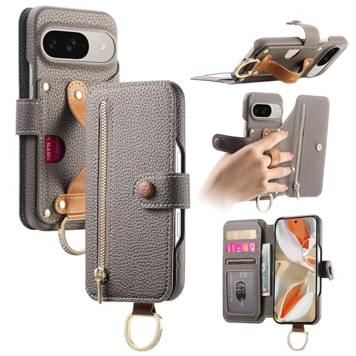 Étui à rabat Google Pixel 9 gris idéal pour vos déplacements urbains