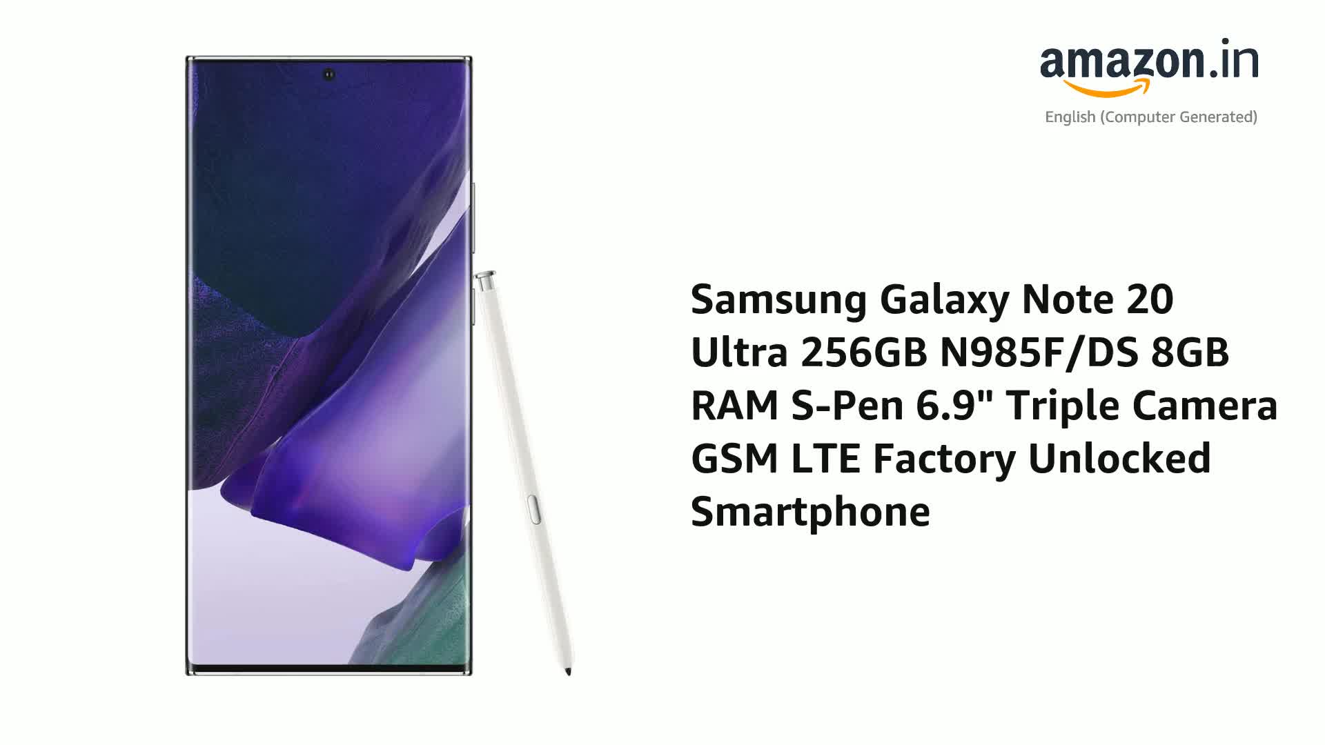 SIMフリー 本体 Galaxy Note20Ultra 256GB 289G3 Samsung Galaxy Note 20 Ultra 5G (Mystic Black, 12GB RAM, 256GB