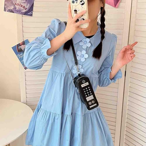 Women's Telephone Shaped Shoulder Bag, PU Leather Printed Digital Cell Phone Crossbody Purse, Funny Simulation Storage Tote4