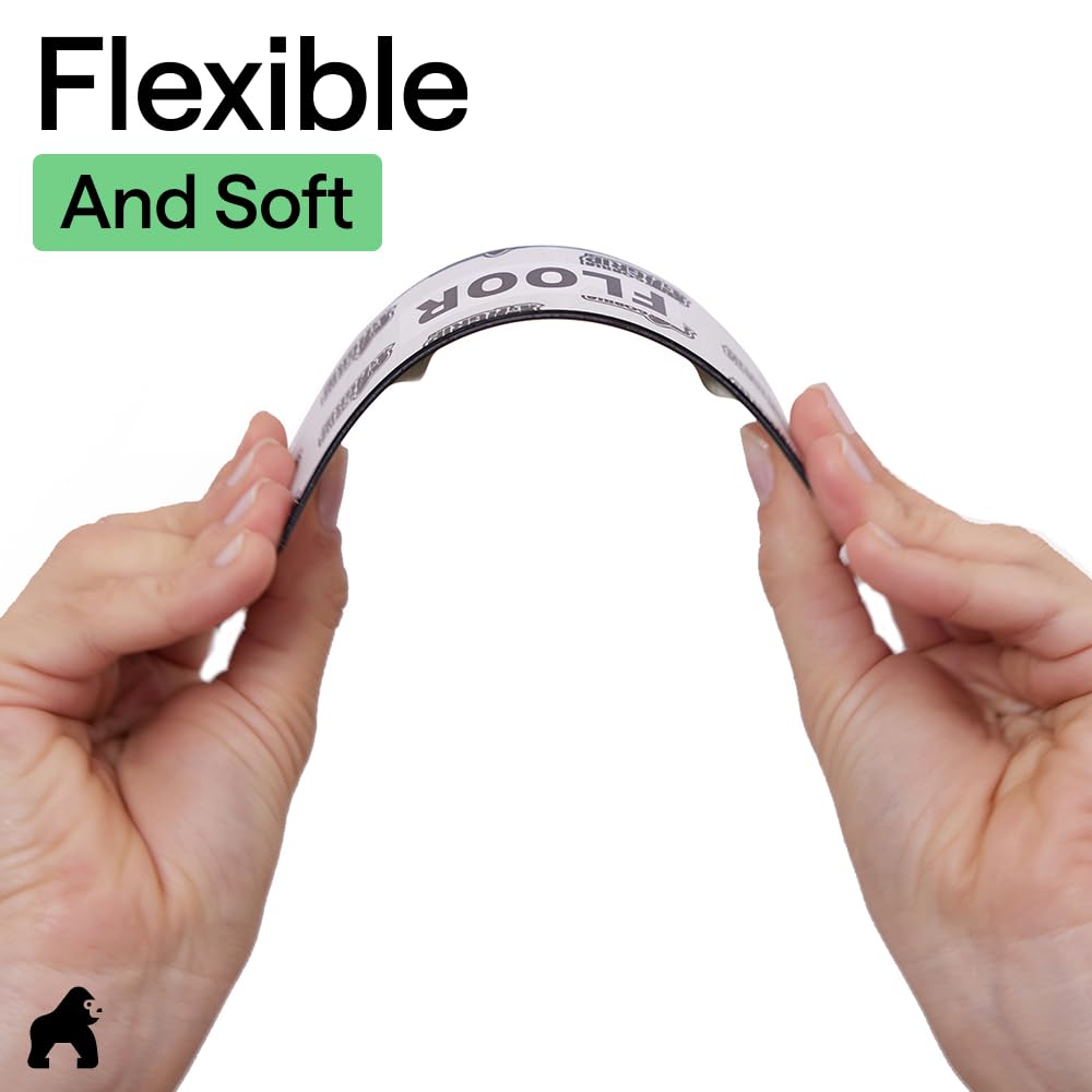 GORILLA GRIP® Almohadillas de agarre para alfombras, adhesivos reutilizables de doble cara extra largas que mantienen las esquinas planas de las alfombras, agarra suelos de madera dura, azulejos y