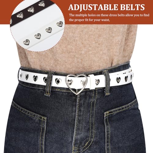 TENDYCOCO 4PCS Girls Heart Belts Leather Belt Adjustable Waist Belt with Heart Buckle Hollow Design Belts for Jeans Dress2