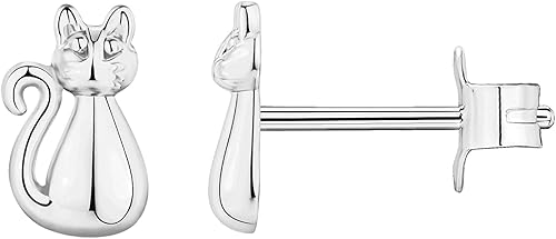 PAVOI Aretes de barra de plata de ley chapada en oro de 14 quilates, lunares, corazón, triángulo, estrella, gato, aretes delicados para mujer