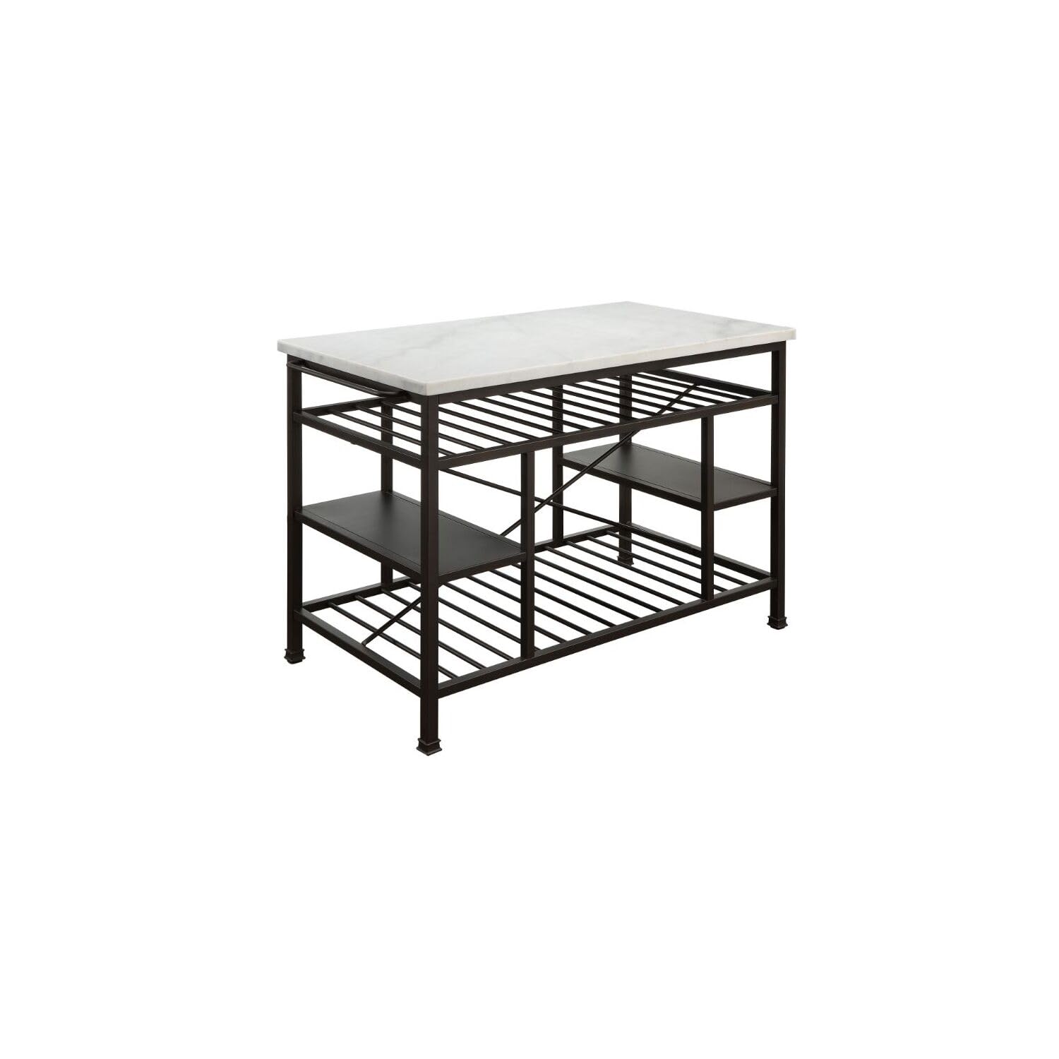 Acme Lanzo Kitchen Island in Marble and Gunmetal