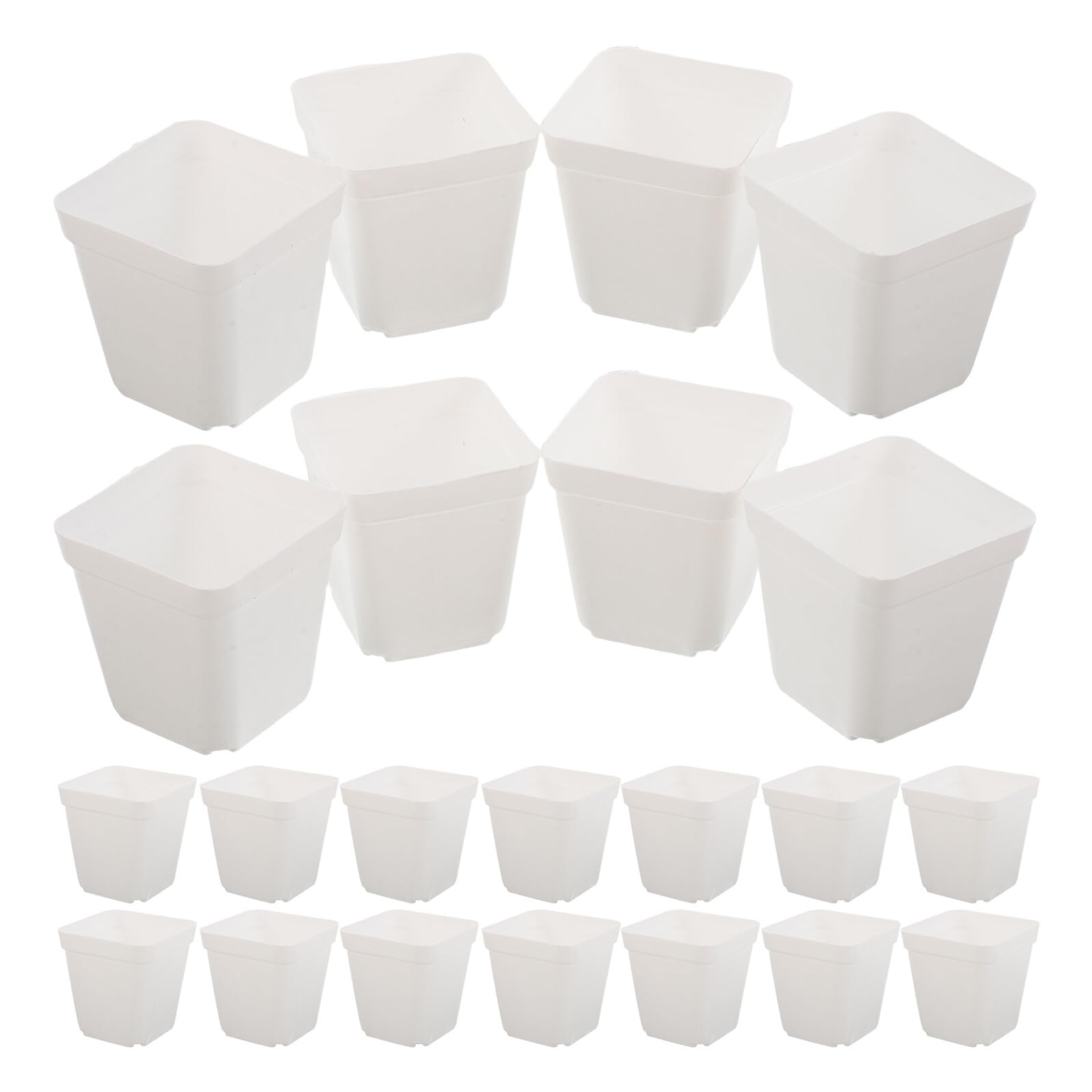 VALICLUD Lot de 100 Pots Carrés en Plastique Blanc avec Trous de Drainage Petits Godets de Semis pour Jardinière et Propagation Pots de Pépinière Compacts pour Jardinage Réutilisable