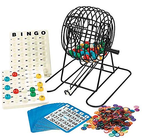 United Novelty Party Bingo Game Set- Includes Vinyl Coated Steel Bingo Cage, Bingo Balls, Masterboard, Bingo Chips, and Bingo Cards