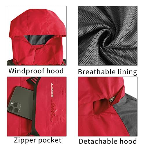 Image of Mens Rain Jacket Waterproof with Hooded Hiking Coat Lightweight Windbreaker | Windproof Mountain Jacket,Multi Zip Pockets Windbreaker,Work,Breathable,Fishing,Active Performance Shell Jackets,Outer Layer