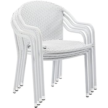 Alternative view of Crosley Furniture CO7109-WH Palm Harbor Outdoor Wicker Stackable Chairs, Set of 4, White