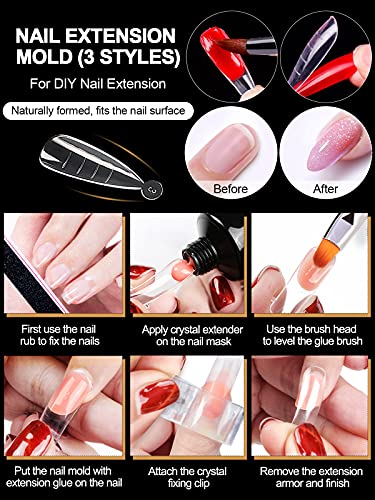 EBANKU Nagel Dual Forms Tipps mit 3 Style Dual Nail Forms,1 Gel Brush & Picker, 1 Nagelfeile, 10 Nagelspitzen Clip und… – Bild 7
