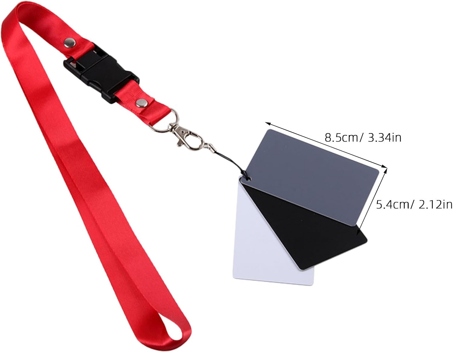 2pcs Photography Neutral Tone Card Set with White Balance and Black Reference, Small Size with Black Lanyard Strap for Accurate Exposure Calibration in Camera and Video Shooting