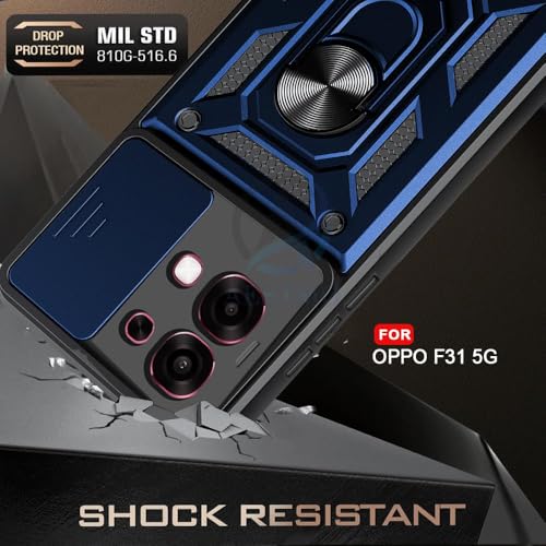 Image of AIBEX Back Cover Compatible for Oppo F33 5G / Oppo F31 5G | D10 Tough Armor Case | Sliding Camera Shield | 360 Protection | Kickstand Ring Holder | Military-Grade Bumper Case - Blue
