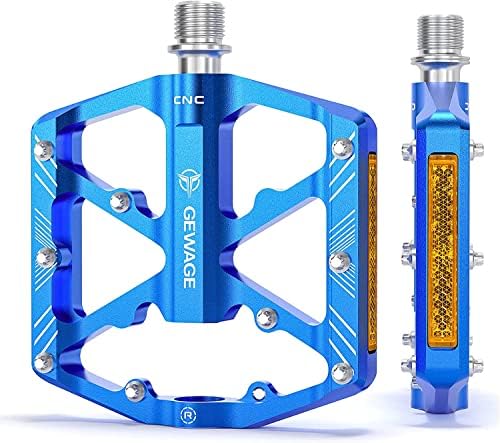 GEWAGE MTB Fahrradpedale aus CNC-Aluminium, 9/16 Zoll, Reflektoren, 18 Pins | CNC-Aluminium, 3 abgedichtete Lager und 18 Pins für stabilen Schuhkontakt. Für MTB, Trekking, Gravel,