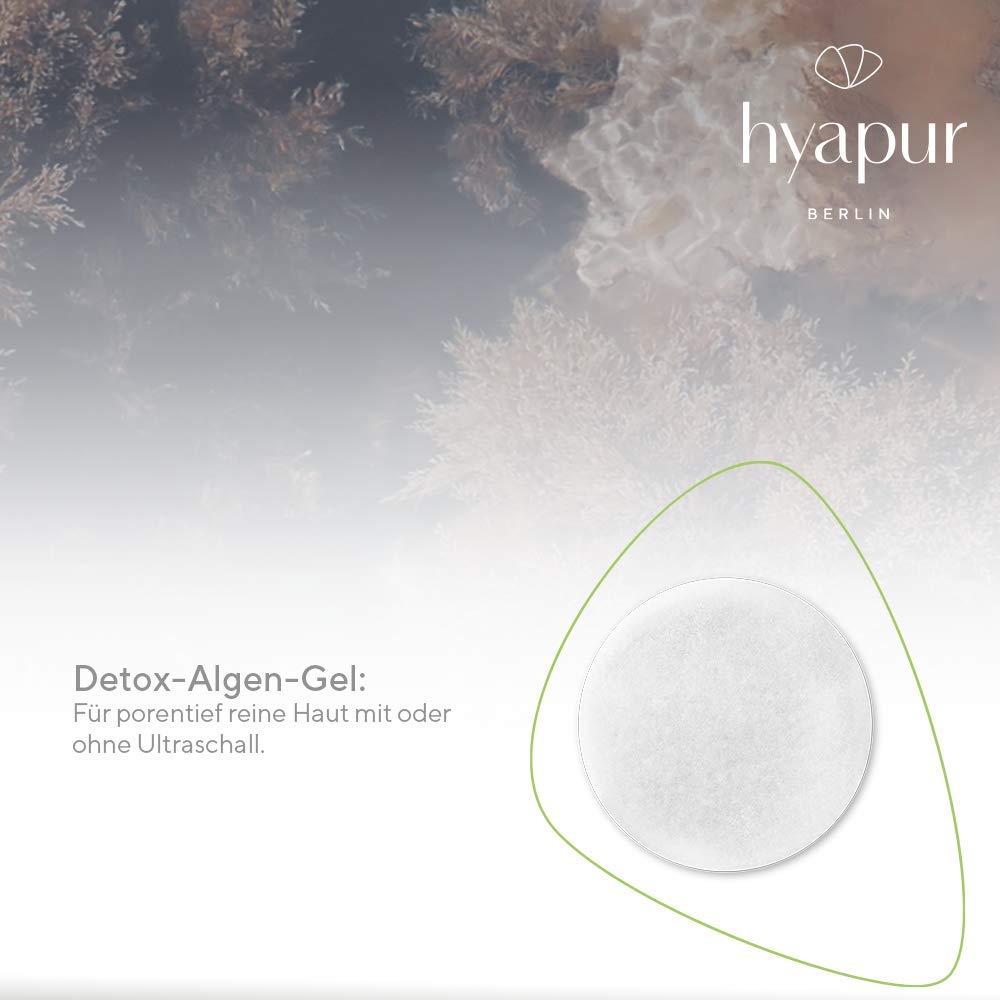 Algen-Gel mit Detox-Effekt für klare, reine und ebenmäßig aussehende Haut, für Gesicht, Hals und Dekolleté, 10 Pads zum Auflösen - von hyapur® Berlin