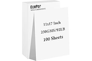 100 Sheet White Cardstock 11" x 17" | 92lb/250gsm Thick Card Stock...