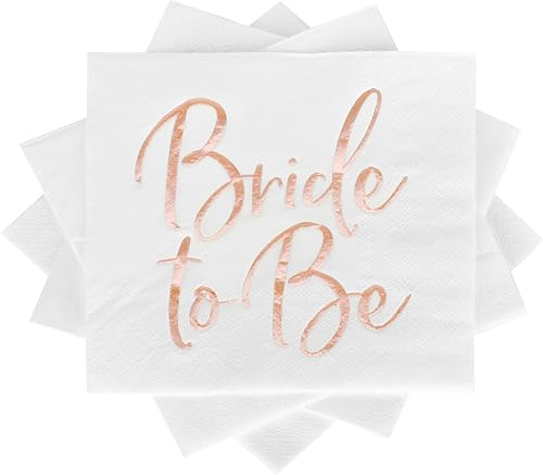 Servilletas de boda de novia de oro rosa, papel decorativo desechable para banquete de boda con palabras de lámina dorada "Bride to Be", perfectas