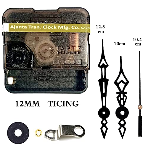 Image of QEWINOX Combo of Ajanta Mfg. Battery Operated Plastic Ticking Wall Clock Movement Machine with Hands (Made in India 100%) (Black 4)