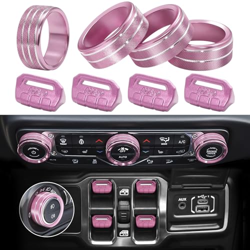 8Pcs Knob Cover for Jeep Wrangler JL JLU 2018-2026 & Gladiator JT 2020+