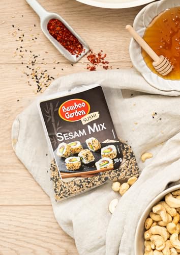 Bamboo Garden - Sushi Sesam Mix , Ideal für die Zubereitung von Sushi aller Art , Hervorragend auch als Topping zahlreicher Gerichte, im Müsli oder Porridge , 1 x 50 g