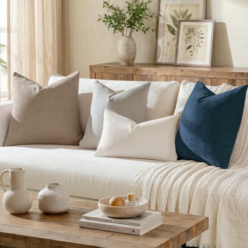 Image of a moment Pack of 2 Decorative Chenille Throw Pillow Covers with Twill Cushion Covers for Sofa Living Room Couch Bed 22x22 Inch Blue