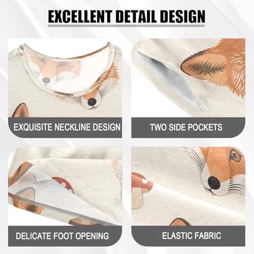 senya Fox Face Mushroom S Summer Pajamas Set Short Cotton Sleepwear 2 Piece4