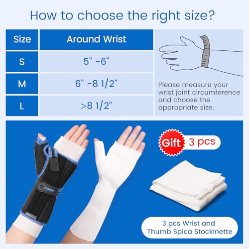 Image of Velpeau Carpal Tunnel Wrist Brace with Thumb Stabilizer Night Support, Stabilizes Wrist Thumb Joint, Pain Relief for Tendonitis, De Quervain's Tenosynovitis, Arthritis (Drawstring, Left Hand, S)