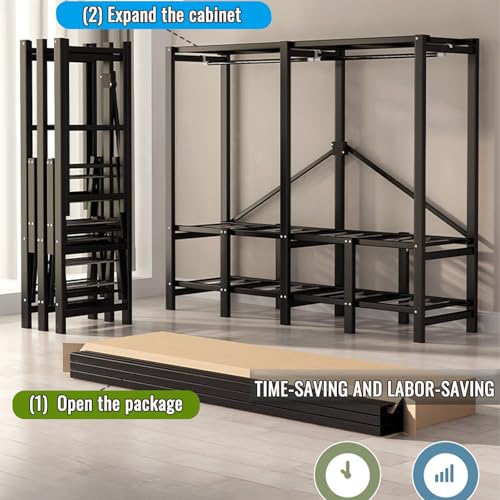 Evite ropa arrugada con este perchero plegable resistente de metal con puerta 5