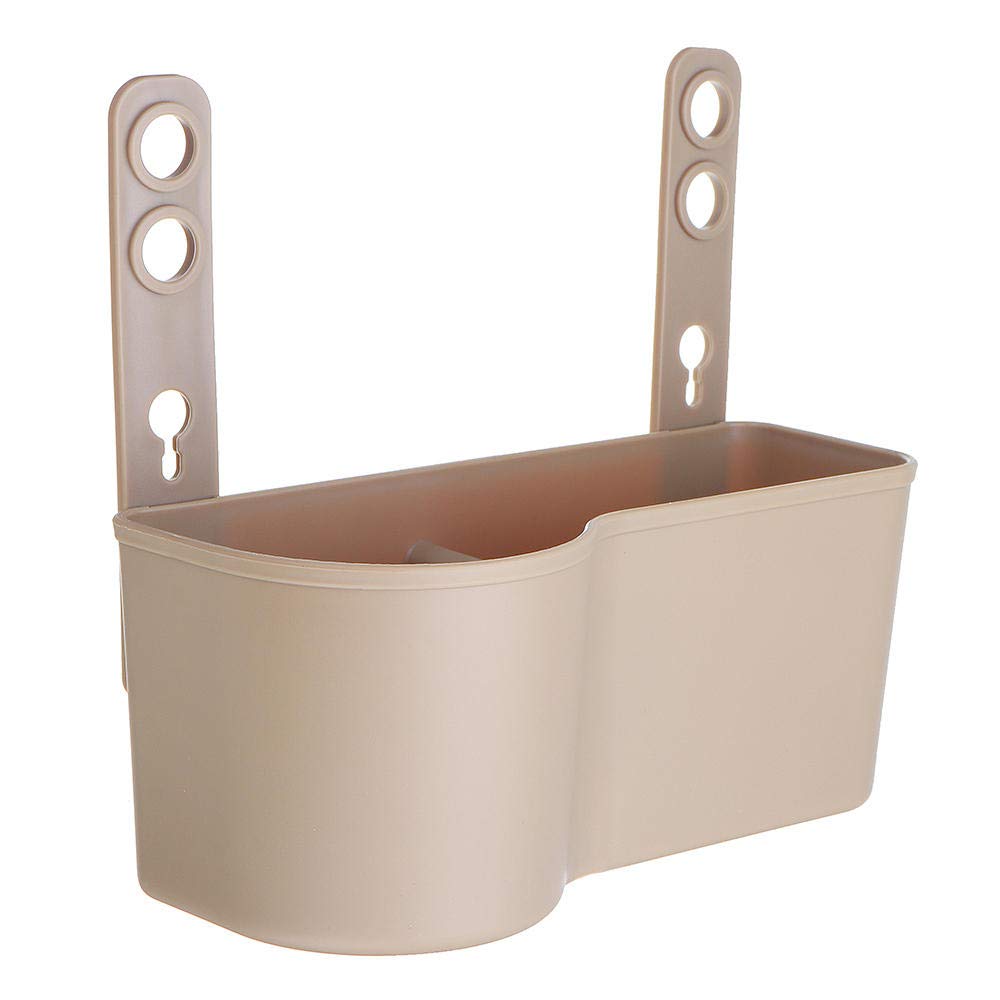 NICOLIESHUNWEI Soft PP Car Seat Back Storage Box Hanging Organizer Phone Drink Holder Blcak/Beige - Beige