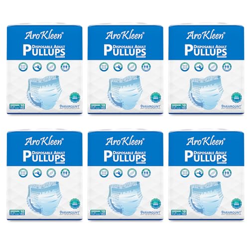 AROKLEEN Premium Adult Pull-Up Diaper Pants Medium Size, 60 Count | Waist Size 61-115 CM | 24