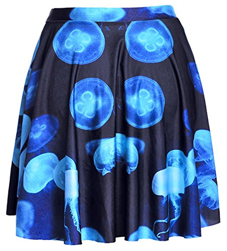 Sister Amy Women's Pleated Elastic Waist Band Flared Printed Midi Skater2