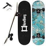 NEWQIANG Skateboard Complete, 31' x 8' Double Kick Concave Pro Skateboards for Trick, Freestyle,...