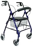 Karman Healthcare R-4600-BL Aluminum Rollator with Standard Seat Height, Blue, 6' Casters