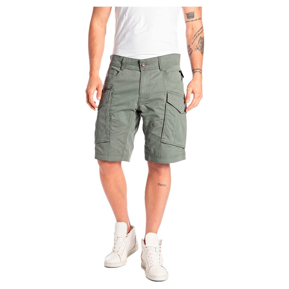 Replay Herren Cargo-Shorts Joe Short Regular-Fit mit Stretch, Aviator Green 703 (Grün), 28W