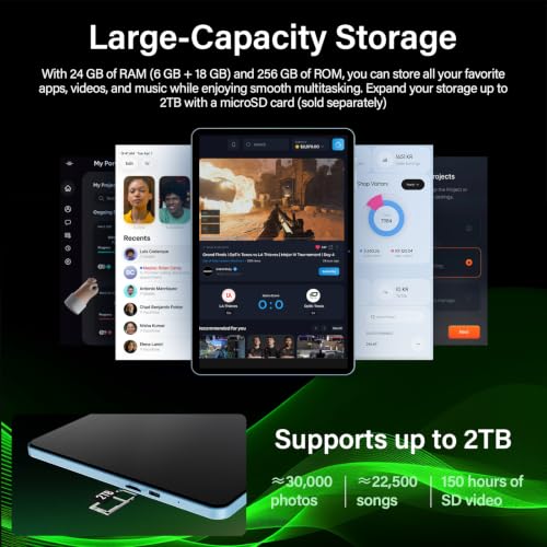 Image of Android 10 inch Tablet with Keyboard, Android 16, 24GB+256GB+2TB-Black Case