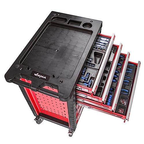 DEMA Werkstattwagen Werkzeugwagen Schubladenwagen Carlos gefüllt mit Werkzeug Handwerkzeug 260-tlg. – Bild 3