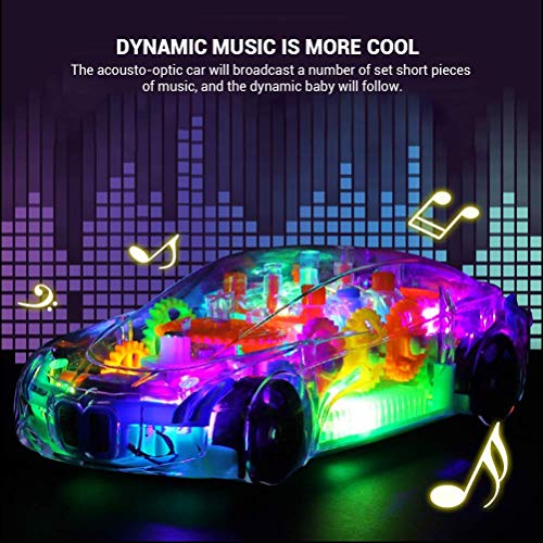 Image of WISHKEY Plastic 3D Colorful Super Transparent 360 Degree Rotation Toy, Gear Simulation Mechanical Technology Racing Car with Light & Sound (Pack of 1, Multicolor)