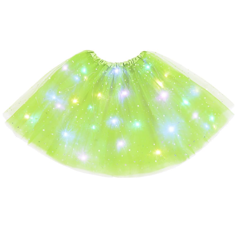 URAQT Tüllrock Damen LED Tütü Erwachsene, Tutu Rock LED, Minirock Mit Lichter für Fasching Karneval Motto Party Ballett Tanzen Fancy Dress Halloween Kostüm, 40CM